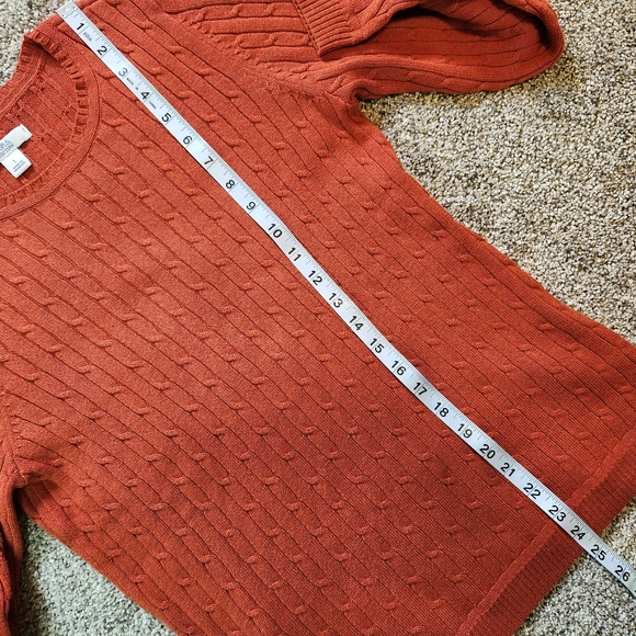 Croft & Barrow Cable Knit Sweater Crew Neck Size Small EUC Burnt Orange Size S - Picture 7 of 7